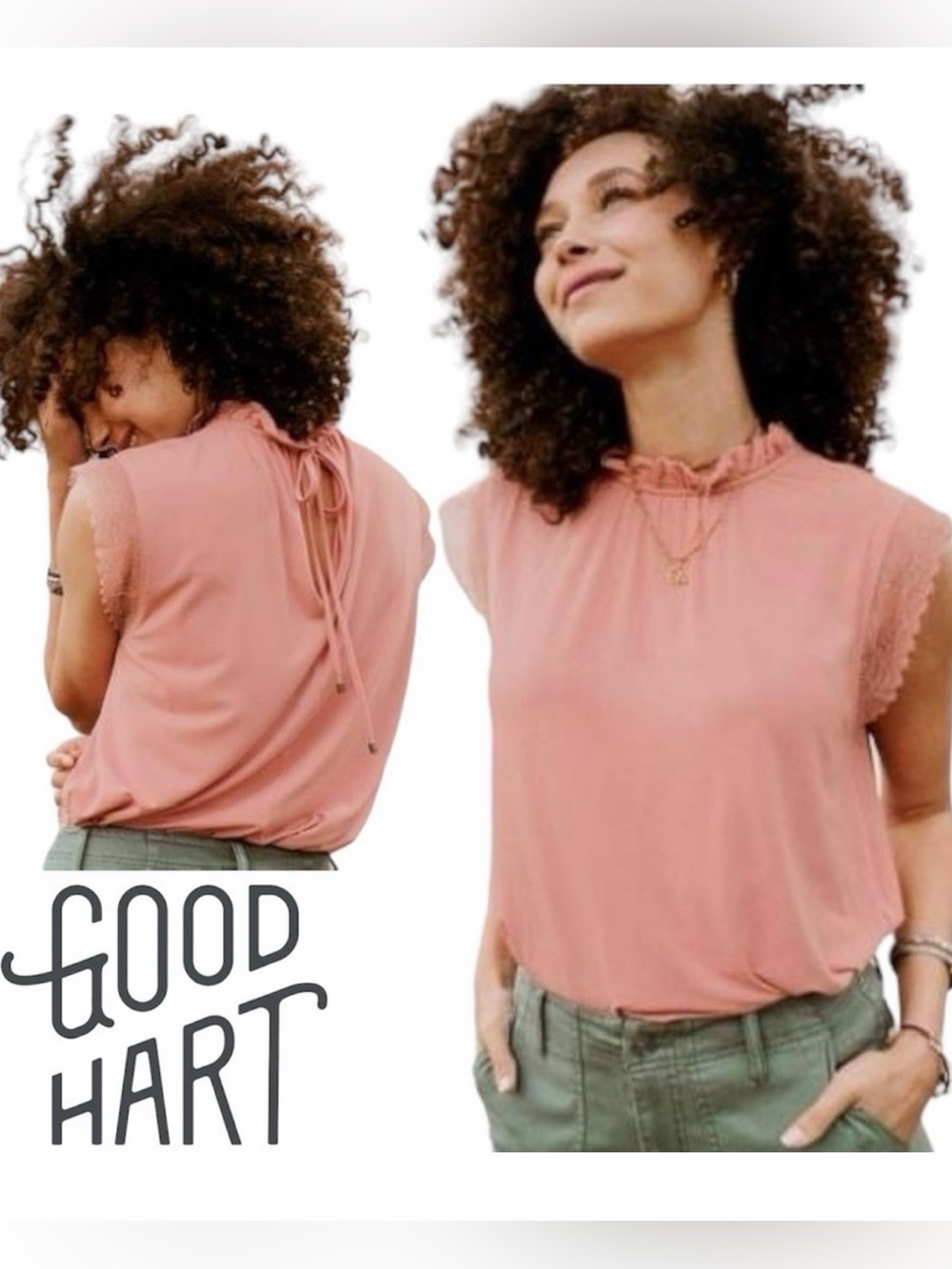NWOT! Matilda Jane Sleeveless Ruffle Neck Lace-Trim Top - Dusty Rose